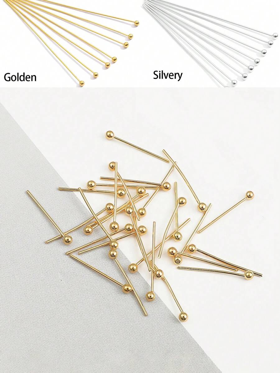 200 件/包优雅简约圆头针、球针、大头针、铜串珠针适用于 DIY 珠宝制作项链手链配件 - 球針 - 查看 1