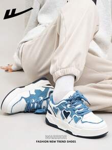 1 Pair WARRIOR Women's Thick Sole Lace-Up Soft Bottom Casual Shoes, Low-Top Outdoor Flat Shoes, Round Toe Low Heel Non-Slip Solid Color Elegant Soft Bottom Hiking Shoes, Suitable For Students, Graduation Photos, Flat Shoes, Low-Top Leather Sports Skateboard Shoes