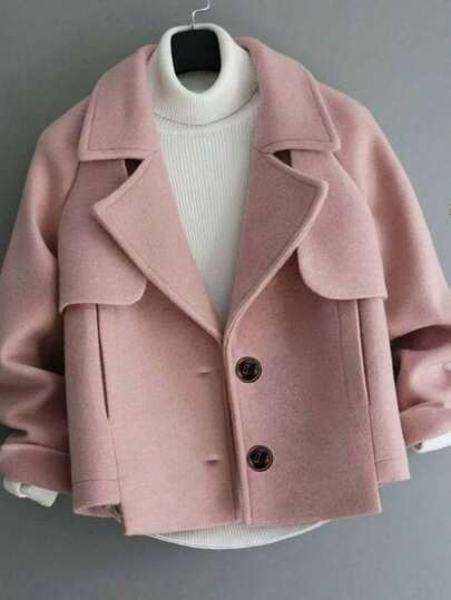 Women's Fashion Simple Regular Wool Coat, Suitable For Autumn And Winter