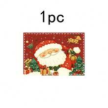 1 set/1 pieza/4 piezas/6 piezas Manteles individuales con patrón de Papá Noel y regalos, manteles individuales rectangulares de poliéster lavables a máquina, protectores de mesa, manteles individuales termoaislantes, decoraciones de mesa de restaurante, suministros para fiestas, decoraciones navideñas que pueden regalarse - Multicolor - Ver 11