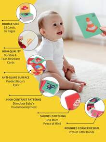 0-12 Months Baby Early Education Handheld Cloth Cards, Black & White/Colorful/Red & Black 3 Classic Contrast Color Geometric Patterns, Basic Symbol Strengthens Visual Focus, Soft Cloth Material, Comes With Simple Storage Bag, Visual Training Tool, Christmas, Halloween, Thanksgiving Gift, Parent-Child Party Cognitive Game (Recommended For 0-6 Months)