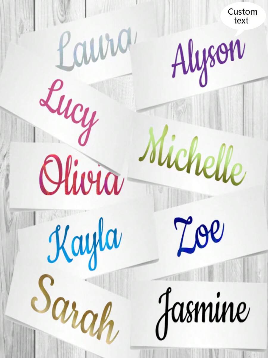 Customized Name Stickers - Customized Letter Stickers, Suitable For Cups, Laptops, Helmets, Water Bottles, Mobile Phones, Glass Cups - Waterproof Personalized Name Stickers Labels - Customized Vinyl Name Stickers - Multicolor - View 1