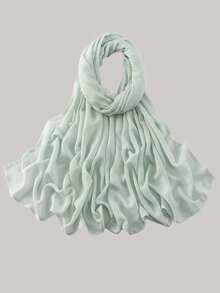 1 pieza Pañuelo de cabeza de unicolor de viscosa para mujer, diadema musulmana de bordes anchos y suaves, pañuelo versátil para protección solar, adecuado para uso diario