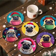 1set/4pcs/6pcs Christmas Snow House Patterned Diatom Mud Coasters, Suitable For Home Decoration, Coffee Shops, Afternoon Tea, Restaurant Decoration, Theme Parties, Daily Decoration, And Can Also Be Given As Christmas Gifts