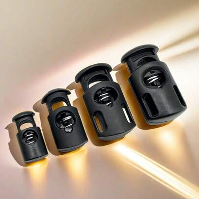 50 Pcs/Pack Black Single Hole Plastic Cord Lock Stopper Spring Toggle Clip For Paracord Drawstring Rope Lanyard Shoelace Clothes