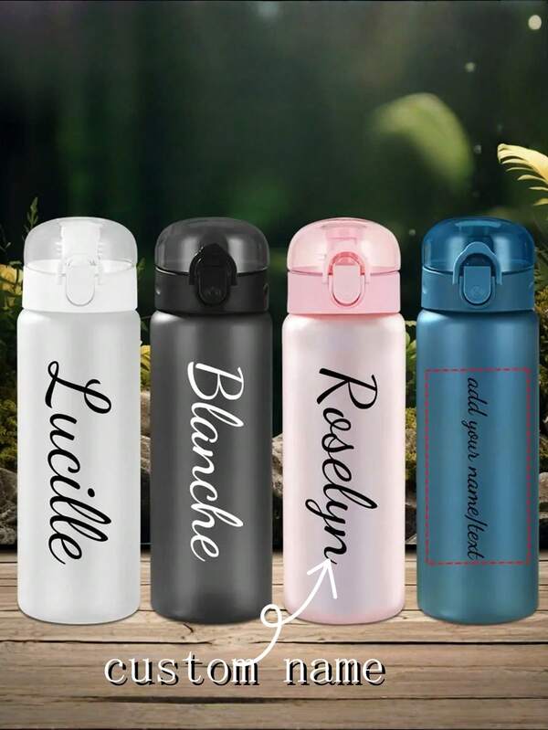125/5000 Personalized Photo And Name Water Bottle - Durable Plastic Glass Cap And String, 3D UV Printed Personalized Design, Perfect For Travel, Beach Outings And Unique Gifts (Black, Pink, Blue) Customizable Water Bottle 1 26-Ounce Customizable Sports Water Bottle: Leak-Proof, Portable, Outdoor Activities, Travel, Camping, Graduation Season, Birthday Gift Free PVC Bottle