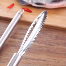 Stainless Steel Fish Scaler And Scraper, 3-In-1 Multifunctional Seafood Prep Tool With Scale Remover, Gill Cutter, And Garlic Ginger Grater, Kitchen Accessory, 1pc - Silver - View 5