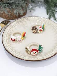 3Pcs Christmas Napkin Rings ,Realistic Pine Needles, Red Berries And Pinecone Accents, Elegant Xmas Table Setting Accessories, Decoration For Christmas Party,Dinner - Multicolor - View 18