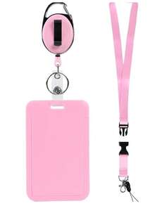 Customizable Name Badge Holder Set, Retractable Clip-On ID Card Holder, Lanyard, Badge Card Clip, Chest Plate Card, Detachable Lanyard, Including Lanyard, Retractable Clip, Badge Card, Suitable For Custom Work ID Holders, Back To School Student ID, Meal Cards, Transit Cards, Utility Cards