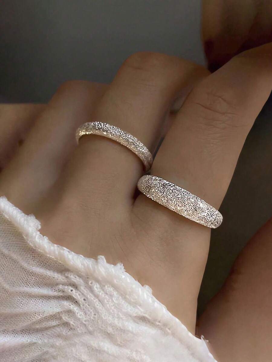 GAGAFEEL 1 chiếc nhẫn đeo tay mỏng có thể điều chỉnh được bằng bạc Sterling S925 thời trang tối giản thanh lịch lấp lánh mờ mở cho phụ nữ làm quà tặng trang sức dự tiệc hàng ngày