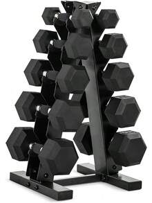CAP Barbell Rubber Coated Dumbbell Weight Set With Vertical Rack |   100 Lb, 150 Lb, And 210 Lb Options - Tay cầm thoải mái - Xem 3
