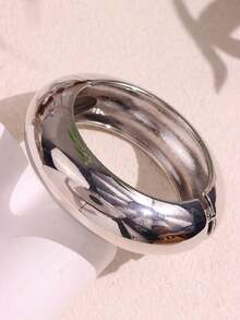 Fashionable Vintage Metal & Resin Layered Bangle Bracelet, Asymmetrical Thick Geometric Bracelet, New Jewelry For Women In Autumn/Winter