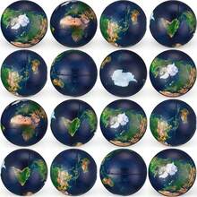 3/6/12/24pcs Squeeze Earth Ball Stress Relief Toys, Mini Earth Globe Balls - Stress Relief Balls, Earth Pattern Balls Or Finger Exercise Balls, School Classroom Office Party Gifts (2.5 Inches) - Blue - View 5