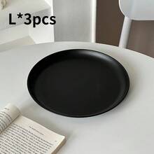 1/3/5pcs Stainless Steel Round Serving Platters, European Style Dessert Trays, Steak Plates, Baking Dishes, Seamless Design, Elegant Presentation, Ideal For Restaurants And Home Use - Black - View 20
