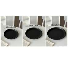 1/3/5pcs Stainless Steel Round Serving Platters, European Style Dessert Trays, Steak Plates, Baking Dishes, Seamless Design, Elegant Presentation, Ideal For Restaurants And Home Use - Black - View 2