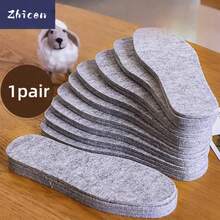 1双羊毛毡鞋垫，5毫米厚，冬季保暖鞋垫，舒适透气，可水洗不掉毛不褪色 - 灰色 - 查看 6