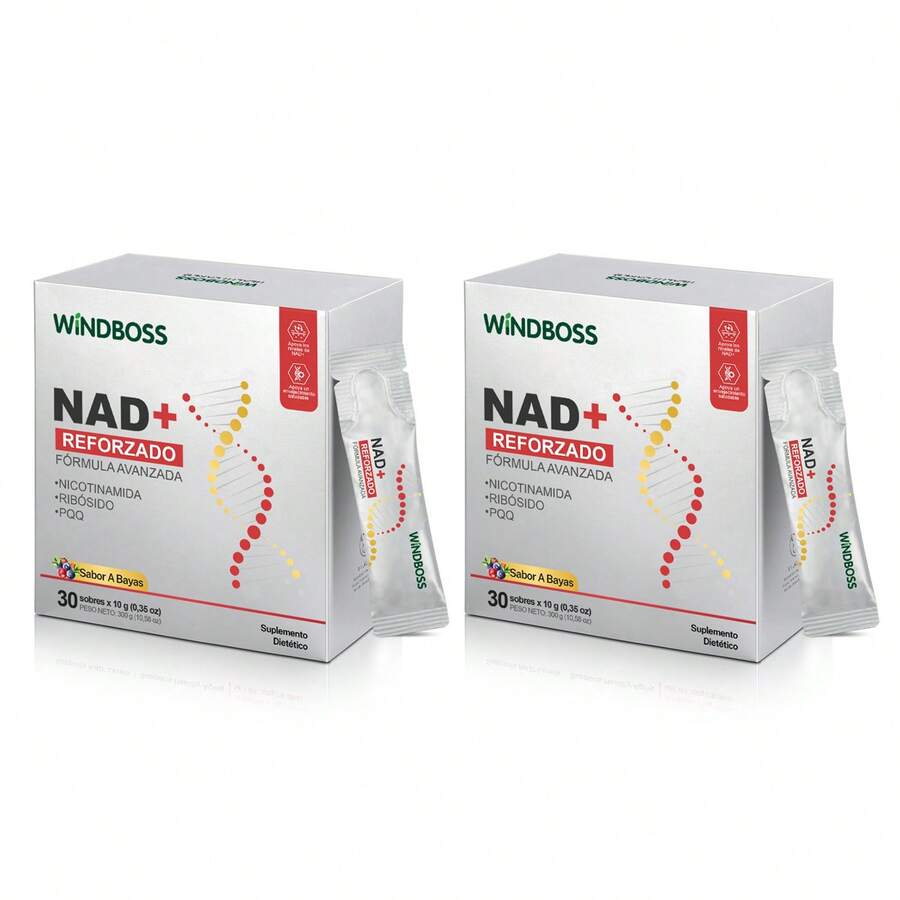 Paquete Ahorro x2: WindBoss NAD+ Líquido 1000mg | Energía Celular y Enfoque Diario | 60 Sobres Individuales