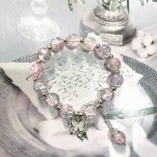 Forest-Style Fresh Butterfly Beaded Bracelet - Christmas Gifts , The 3D Butterfly Design Symbolizes Companionship And Is Universally Compatible With All Skin Tones And Decorations. - 粉色 - 查看 2