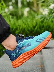 男女通用旋转扣鞋，新款舒适钢头鞋，男士防砸防刺穿气垫工作鞋，轻便透气工业建筑防护鞋，男女通用四季劳保鞋 - 藍橘色 - 查看 3