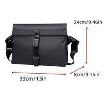 黑色PU皮革简约时尚休闲运动男士单肩包，纯色时尚斜挎包，男士通勤包，大学生书包，多功能，防水，大容量，轻便，可调节肩带，可装手机、平板电脑、文件、书籍、眼镜等，是度假、通勤、商务旅行、旅游的必备单品，也是送给男士的礼物，男士配饰，送给男友的礼物 - 黑色 - 查看 12