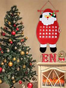 1pc Santa Christmas Advent Calendar Felt Hanging Reusable Calendar Decorations For Christmas Party,New Year,Holiday Wall Door Gift Home Decor Supplies Christmas Decorations Room Decor Winter Christmas Decorations Home Christmas Gifts Christmas Decor - Multicolor - View 3