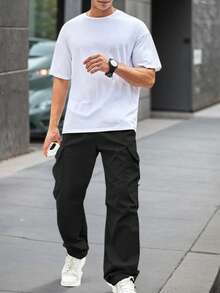 SANOPY Men's Loose Overalls Fashion Casual Parachute Pants Street Style Loose Harem Jogging Pants Cuffed Pants - màu đen - Xem 5