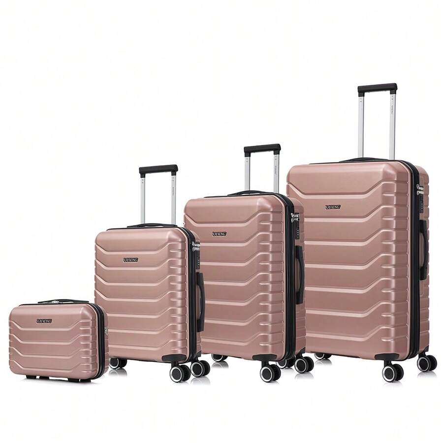 Set Of 4 ABS+Polycarbonate Suitcases | Toiletry Bag 35*29*16.50 | Cabin 55x40x20cm | Medium Expandable 66x45x27.50cm-30cm Extended - 20kg-23kg | Large Expandable Suitcase 75x49x31cm-33.50cm Extended - 25kg-30kg | Semi-Rigid Small Trolley Hand Luggage 4 360º Swivel Wheels Numeric Lock - Yellow/Navy/Mint/Black/Pink/Rose Gold/Turquoise/Green - Rusty Rose | 4個行李箱套裝 - 查看 1