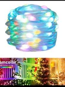 Led Pisca Linha Com 10 20 30 /50 Metros Lâmpadas Tomada 8 Modos Natal Ano Novo(110V) - colorido - Visão 3