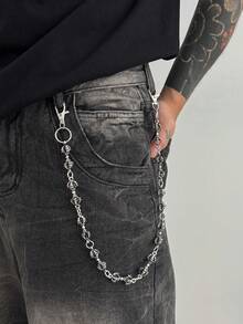 1pc Men's Gothic Punk Style Halloween Skeleton Ghost Chain Fashion Waist Chain, Simple Yet Sophisticated Daily Accessory, Biker Punk Rock Vibe - Multicolor - View 8