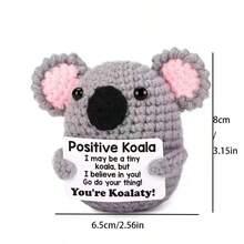 1 件手工编织积极钩针考拉腰带鼓励卡装饰物，适合男士和女士的礼物。送给男士、女士、朋友、女儿、节日礼物、生日礼物。母亲节礼物、教师感谢礼物、父亲节礼物 - 彩色 - 查看 6