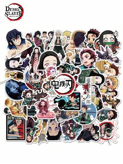 Aniplex 50pcs Aniplex Officially Licensed  Sticker Mixed Different Kimetsu No Yaiba Stickers Anime Cartoon For Kids Laptop Skateboard Toy Stickers Kimetsu No Yaiba