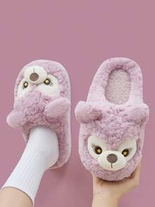 Cómodas pantuflas de peluche de oso, suela gruesa antideslizante, pantuflas cálidas para interiores para niñas, otoño/invierno