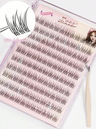 120Clusters Self Adhesive Eyelashes Natural Look Pre Glued Lashes 10-12mm DIY Eyelash Extension Set With Tweezers Wear No Glue Needed Eyelash Suitable For Daily Use Japanese & Korean Makeup Toolslash Clusters,Eyelash Clusters,Individual Eyelashes,Lashes,Fake Lashes