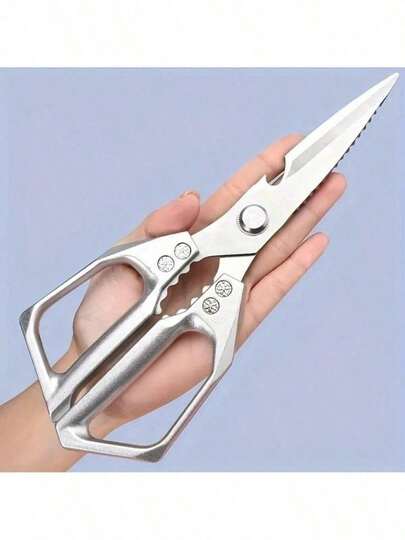 1 Heavy Duty Stainless Steel Meat Scissors - Easily Cut Chicken Bones, Versatile Kitchen Tools For Home, Restaurant, And Outdoor - Durable, Rust-Proof, Professional Grade Kitchen Cutting Tools, Multi-Purpose Scissors