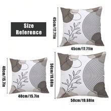 MEMNUN 4 件简约黑线描印花枕套，17.7*17.7 英寸(45*45厘米)/19.69*19.69 英寸(50*50厘米)/15.75*15.75 英寸(40*40厘米) [单面印刷]，适用于家庭、卧室、沙发、汽车装饰，桃色天鹅绒靠垫套 [不含枕芯] - 彩色 - 查看 4