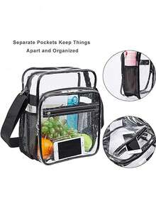 Clear Bag Stadium Approved, Clear Crossbody Messenger Shoulder Bag With Adjustable Strap For Concerts, Sports Events, Stadium Approved 12 X 12 X 6 Clear Transparent Purse Bag For Concerts Sports Events Festivals ,Fashionable Transparent, Clear Waterproof Bag For Women, Perfect For Summer, Vacation & Beach, Waterproof, Sandproof Transparent Bag, Beach Sports Picnic Snacks Clear Purse For Women - Clear - View 3