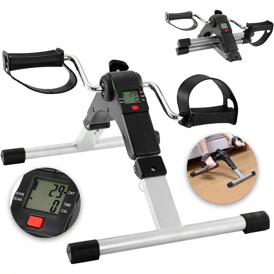 Raganet, Ejercitador de Pedal Fitness, Bicicleta Estática para Entrenamiento de Piernas plegable con Pantalla LED y Resistencia Ajustable, Uso Profesional o del Hogar, Rehabilitación y fortalecimiento - 1 - Ver 1