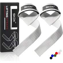 Correas de levantamiento de silicona antideslizante ,Straps Para Gym, Levantamiento de Pesas,muñequeras gym straps para gym mujer, hombres, levantamiento de pesas, culturismo, Xfit, entrenamiento de fuerza - Blanco - Ver 1
