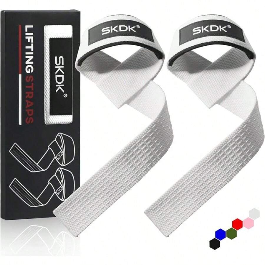 Correas de levantamiento de silicona antideslizante ,Straps Para Gym, Levantamiento de Pesas,muñequeras gym straps para gym mujer, hombres, levantamiento de pesas, culturismo, Xfit, entrenamiento de fuerza - Blanco - Ver 1