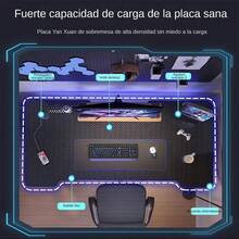 Escritorio Gamer Fibra De Carbono K Estructura Metal 100cm - Negro - Ver 9