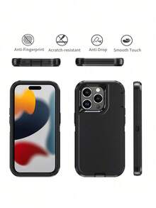 三合一重型防护手机壳，兼容，[防震][防摔][防滑]，多层防护手机壳 - 黑色 - 查看 3