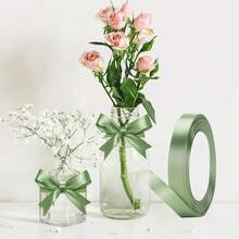 Baby Pink Satin Ribbons 40mm: Wide Fabric Ribbons For Gift Wrapping, Crafting, Party Decoration & 22m - Green - View 6