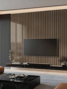 10PCS 23.6"X11.8" /19.4 Sq. Ft Wood Grain Grille Peel And Stick Wall Panels ,Waterproof PVC Self-Adhesive Backsplash Tiles - Wallpaper For Kitchen, Living Room, Bedroom, TV Wall (Glossy)