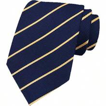 Mens Ties Men Necktie Navy Blue Gold Striped Neckties Mens Ties Silk Necktie Formal Business Jacquard Tie - initial - View 2