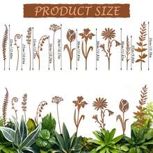 1 Set mit 10 Metallstäben, dekoriert mit Metallblumen, für Innen- und Gartendekoration, künstliche Blumenvasen-Dekorationen, Heimdekoration, Stäbe für Höfe, Außenrasen, Höfe, Gehwege und Gärten.