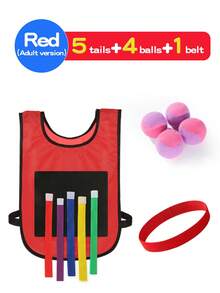 Kids Tail Pulling Game Set, Parent-Child Interactive Sticky Ball Vest + Tail Pulling Toy, Sensory Training Dodge Ball Physical Exercise, Outdoor Multi-Person Chase Game, School Sports Supplies, Christmas/Thanksgiving Party Game Props, Halloween Children's Gift Set (Random Color Details)