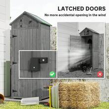 Outsunny 30" X 21" X 71" Garden Storage Shed, Outdoor Storage Shed With 3 Tier Shelves, Workshop Yard Tool Utility Storage House Water-Resistant All-Weather Cover Spire Roof, Grey - 灰色 - 查看 7