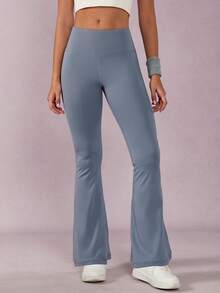 NcmRyu 1 Stück Modische, minimalistische nahtlose elastische Sporthose für Damen, einfarbige, lässige, vielseitige formende und hebende Bootcut Sporthose, geeignet für Yoga, Tanz, Fitness, Lauftights