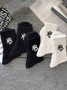 40pcs/30pcs/24pcs Unisex Comfortable Sports Socks, Men's Long Socks For Sports And Training, Women's Long Socks For Casual And Business Wear, Antibacterial, Soft, Black And White, Odor-Resistant, Moisture-Wicking, Lightweight And Comfortable, Suitable For Autumn/Winter, 20pcs/10pcs/8pcs/6pcs/4pcs/2pcs Set, Autumn
