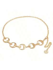 1 件时尚优雅向日葵锌合金腰链，适合女性在秋季、万圣节等场合佩戴，也适合上学、秋季或万圣节穿着。